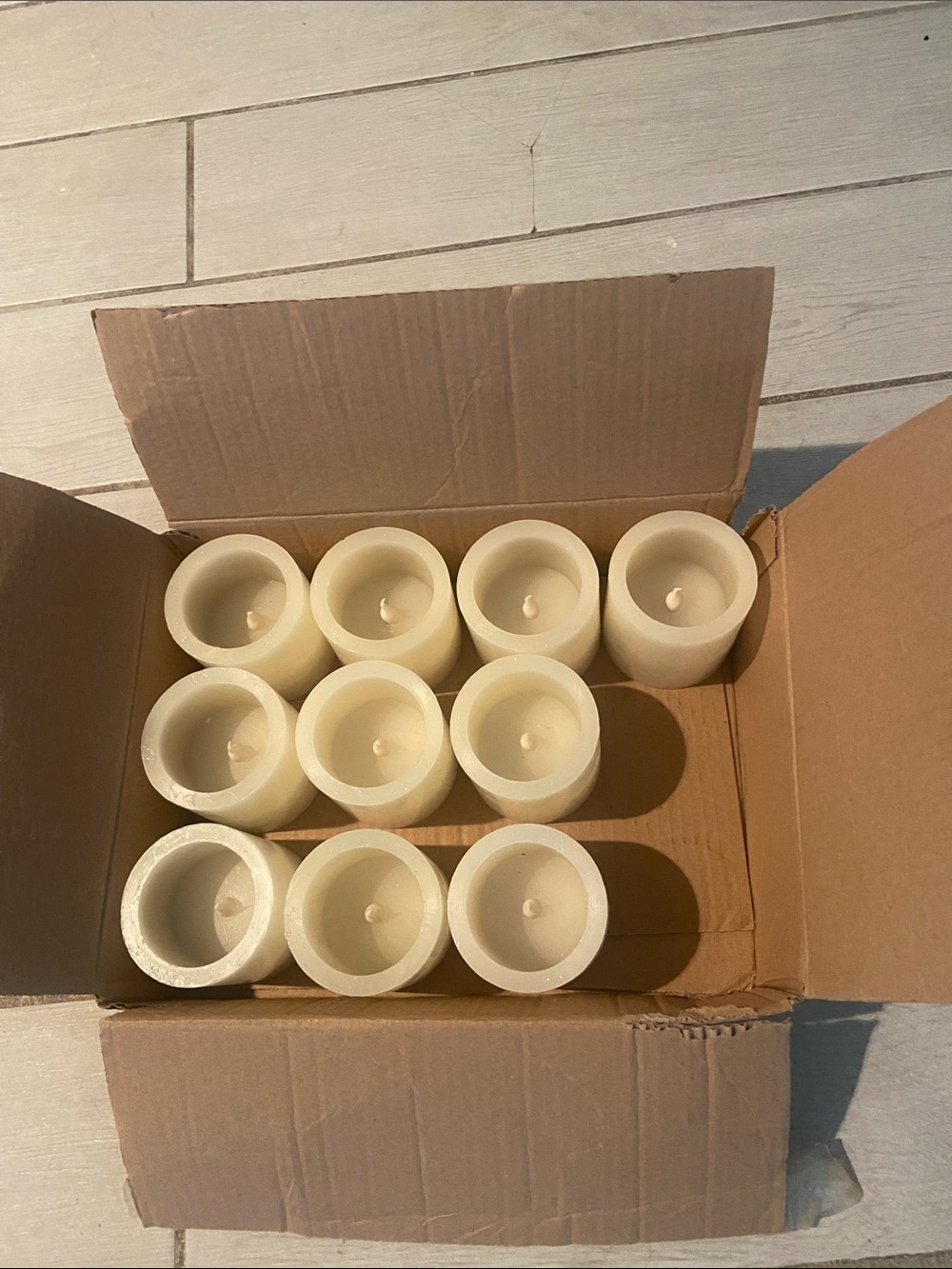 Set of 10 Unscented Ivory Pillar Candles